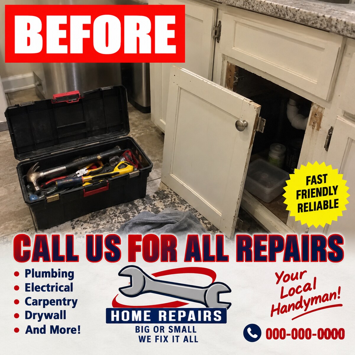 Before example showing weak Home Services social media content