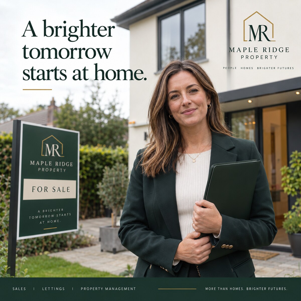 Property social media content example: A brighter tomorrow starts at home.