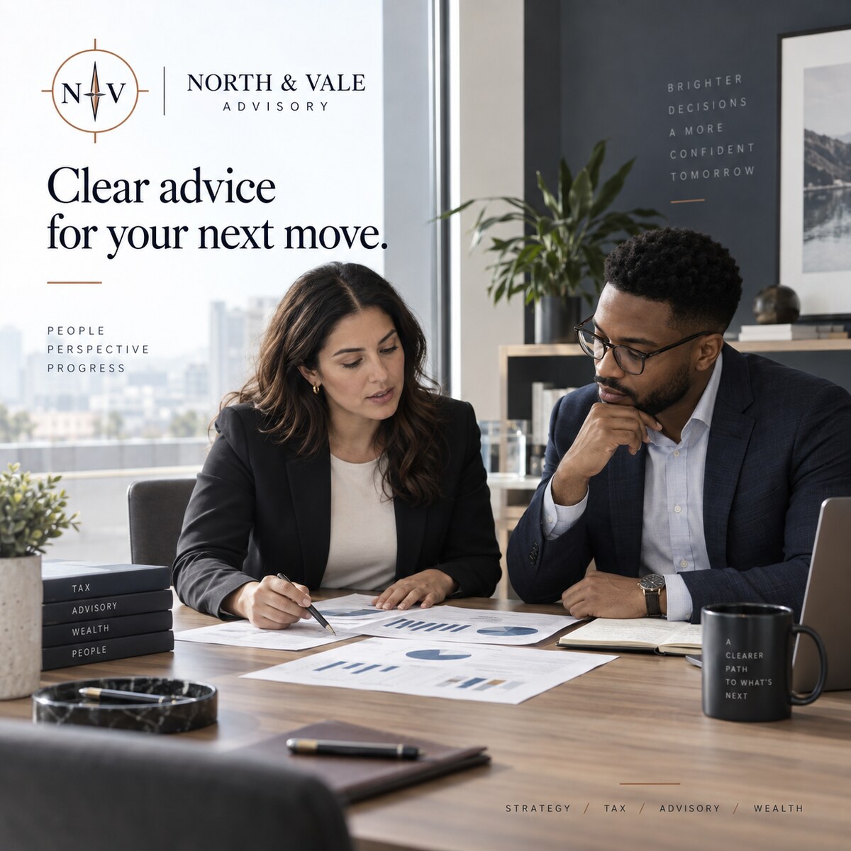 Professional Services social media content example: Clear advice for your next move.