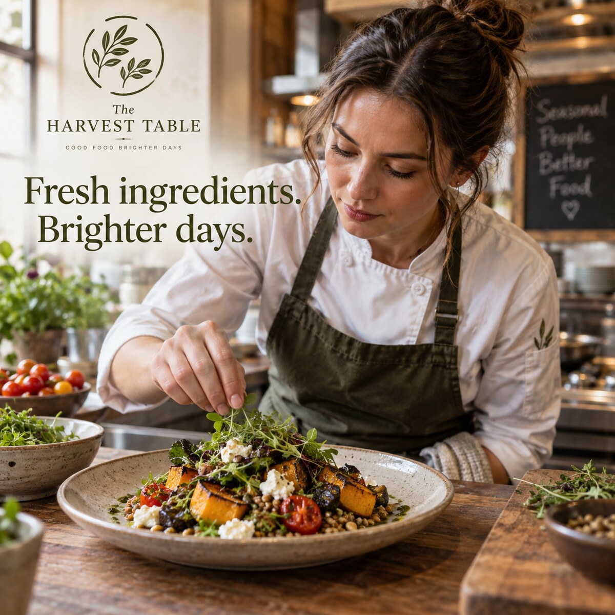 Restaurants social media content example: Fresh ingredients. Brighter days.