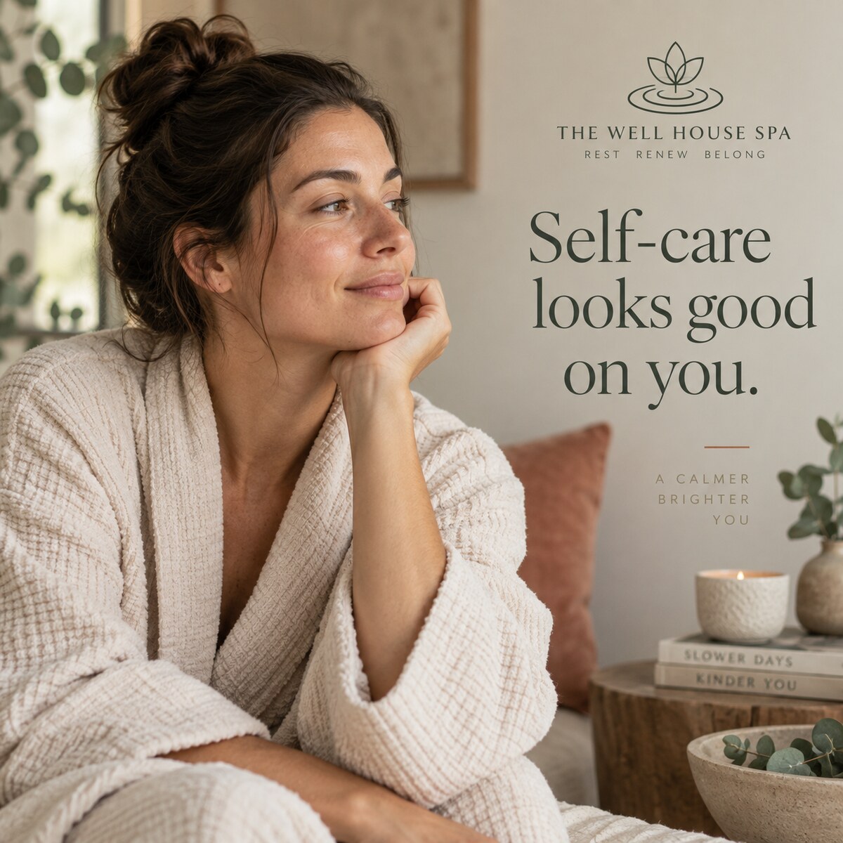 Beauty social media content example: Self-care looks good on you.